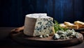 Blue dairy fresh cheese french food milk slice tasty snack delicious