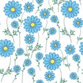 Blue daisy on a white background