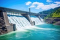 Blue dam engineering reservoir hydroelectric energy water river nature electricity hydro