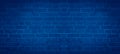 Blue damaged rustic brick wall brickwork stonework masonry texture background banner panorama Royalty Free Stock Photo
