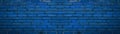Blue damaged rustic brick wall brickwork stonework masonry texture background banner panorama Royalty Free Stock Photo