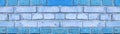 Blue damaged rustic brick wall brickwork stonework masonry texture background banner panorama panoramic pattern Royalty Free Stock Photo