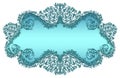 Blue Damask floral text frame Royalty Free Stock Photo