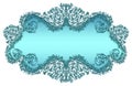 Blue Damask floral text frame