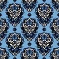 Blue Damask seamless vector pattern