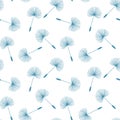 Blue dandelions seed floral fluff pattern on a white background Royalty Free Stock Photo