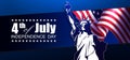 Blue dark composition with USA flag element, design component, statue silhouette Royalty Free Stock Photo
