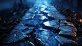 Blue Dark Cracked Ice Texture Old Vintage Grunge Pattern Selective Focus Background Royalty Free Stock Photo