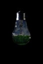 Blue dark night inside of light bulb on dark background Royalty Free Stock Photo