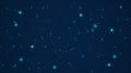 Blue dark space particles background, glowing stars, motion movement and blur effect. 2d apace vibrant universe