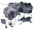 Blue dark watercolor stain blot splatter abstraction