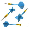 Blue darts arrows 3d illustration isolated Royalty Free Stock Photo