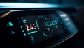 Blue dashboard illuminated with digital speedometer gauge generated by AI Royalty Free Stock Photo