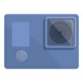 Blue dashcam icon cartoon vector. Go pro camera