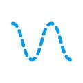 A blue dashed line forming a wave pattern Royalty Free Stock Photo