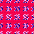 Blue Data stream icon isolated seamless pattern on red background. Vector Royalty Free Stock Photo