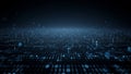 Blue Data Technology Background with Glowing Particles and Bina Royalty Free Stock Photo