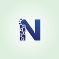 Blue Data Technology N Letter Logo. Royalty Free Stock Photo