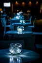 Decor with candles and lamps for corporate event or gala dinner Royalty Free Stock Photo