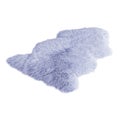 Blue decor skin of a sheepskin wool rug on a white background. 3D rendering