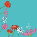 Blue decorative background with flowers Royalty Free Stock Photo