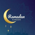 Blue Decorative Ramadan Kareem Background With Modern Islamic Pattern