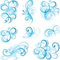 Blue decorative swirling flourishes