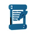 Blue Decree, paper, parchment, scroll icon icon isolated on transparent background.