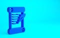 Blue Decree, paper, parchment, scroll icon icon isolated on blue background. Minimalism concept. 3d illustration 3D