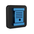 Blue Decree, paper, parchment, scroll icon icon isolated on transparent background. Black square button.