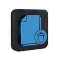 Blue Delete file document icon isolated on transparent background. Paper sheet with recycle bin sign. Rejected document
