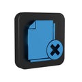 Blue Delete file document icon isolated on transparent background. Rejected document icon. Cross on paper. Black square Royalty Free Stock Photo