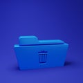 Blue Delete folder icon isolated on blue background. Folder with recycle bin. Delete or error folder. Close computer Royalty Free Stock Photo