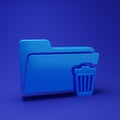 Blue Delete folder icon isolated on blue background. Folder with recycle bin. Delete or error folder. Close computer Royalty Free Stock Photo