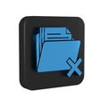 Blue Delete folder icon isolated on transparent background. Folder with recycle bin. Delete or error folder. Close