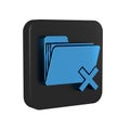 Blue Delete folder icon isolated on transparent background. Folder with recycle bin. Delete or error folder. Close