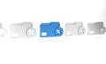 Blue Delete folder icon isolated on white background. Delete or error folder. Close computer information folder