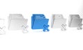Blue Delete folder icon isolated on white background. Folder with recycle bin. Delete or error folder. Close computer
