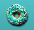 Blue delicious doughnut top view