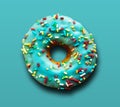 Blue delicious doughnut top view Royalty Free Stock Photo