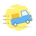 Blue delivery car illustration - vector