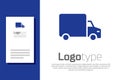 Blue Delivery cargo truck vehicle icon isolated on white background. Logo design template element. Vector Royalty Free Stock Photo