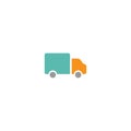 Blue delivery truck outline silhouette. vector shipping icon isolated on