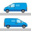 Blue delivery van isolated view from two sides Royalty Free Stock Photo
