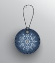 Blue denim badge with snowflake