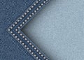 Blue denim banner with angle with silver sequins Royalty Free Stock Photo