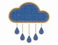 Blue Denim Cloud with Gold Rain Drops Royalty Free Stock Photo