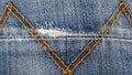 Blue denim fabric with visible details. textura or background