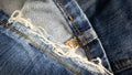 Blue denim fabric with visible details. textura or background