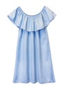 Blue denim flounce fashion female dress isolated.